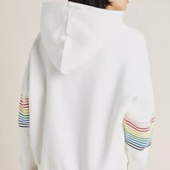 Sundry Women's Rainbow Stripe Pullover Campus Hoodie Sweatshirt Size M - Picture 13 of 13